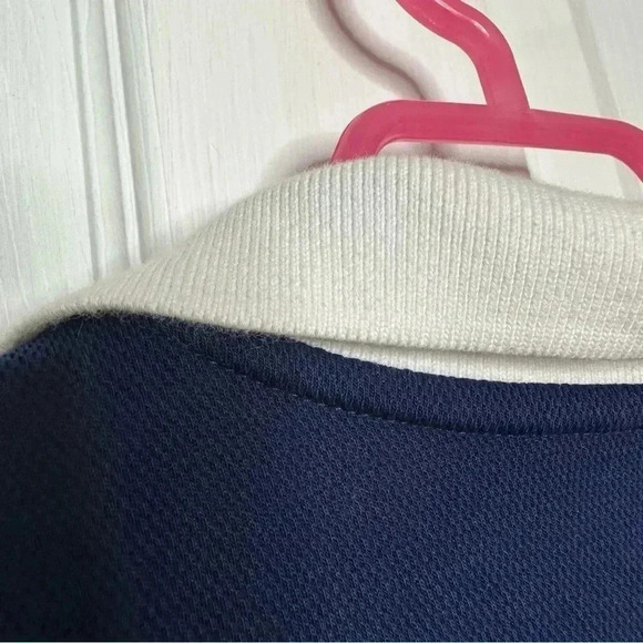 Izod Polo Shirt Sleeveless Collared Striped Blue & White Size Medium - Picture 14 of 16